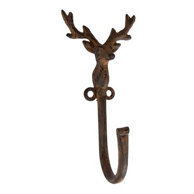 Clayre & Eef Wandhaken Hirsch 8x6x16 cm Braun Metall (Gr. 8x6x16 cm)