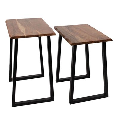 Clayre & Eef Beistelltisch 2er Set 50x30x50 Braun Holz