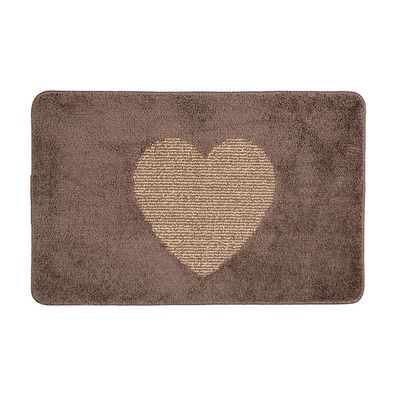 Clayre & Eef Badematte 78x48x1 cm Braun Polyester Herz (Gr. 78x48x1 cm)