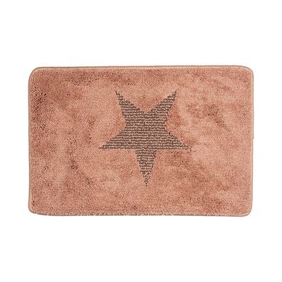 Clayre & Eef Badematte 58x38x1 cm Rosa Polyester Stern (Gr. 58x38x1 cm)
