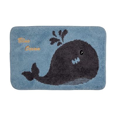 Clayre & Eef Badematte 58x38x1 cm Blau Grau Polyester (Gr. 58x38x2 cm)