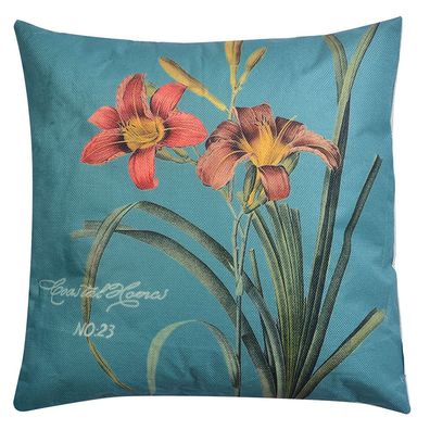 Clayre & Eef Dekokissen 43x43 cm Türkis Synthetisch (Gr. 43x43x4 cm)