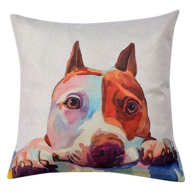 Clayre & Eef Kissenbezug 43x43 cm Weiß Braun Polyester Hund (Gr. 43x43 cm)