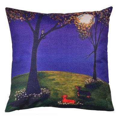 Clayre & Eef Kissenbezug 43x43 cm Blau Grün Polyester (Gr. 45x45 cm)