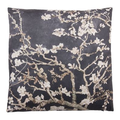 Clayre & Eef Dekokissen 45x45 cm Schwarz Rosa Synthetisch Blütenzweige