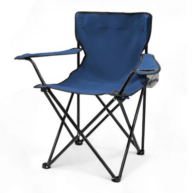 Campingstuhl mit Getränkehalter - blau - Garten Strand Camping Angel Klapp Stuhl