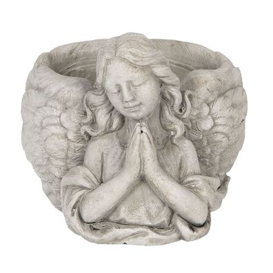 Clayre & Eef Blumentopf 19x17x14 cm Grau Stein (Gr. 19x17x14 cm)