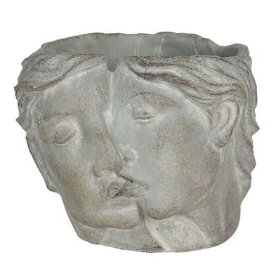 Clayre & Eef Blumentopf 16x14x13 cm Grau Stein (Gr. 16x14x13 cm)