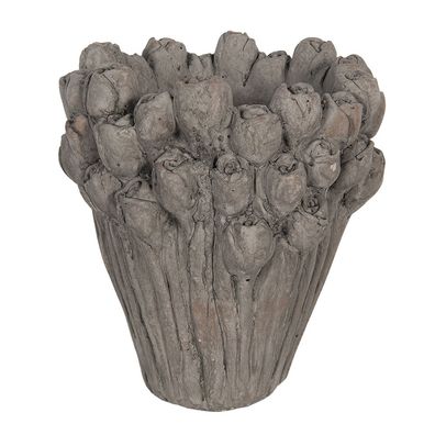 Clayre & Eef Blumentopf Ø 23x25 cm Grau Stein Blumen (Gr. Ø 23x25 cm)