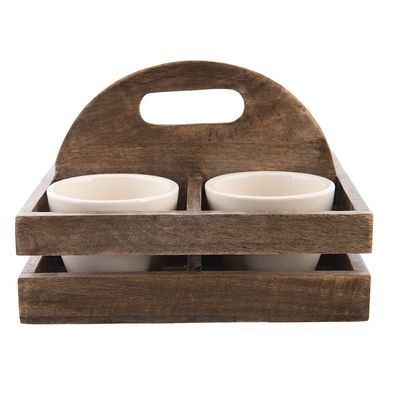 Clayre & Eef Blumentopf 4er Set 24x24x17 cm Braun Holz (Gr. 24x24x17 cm)