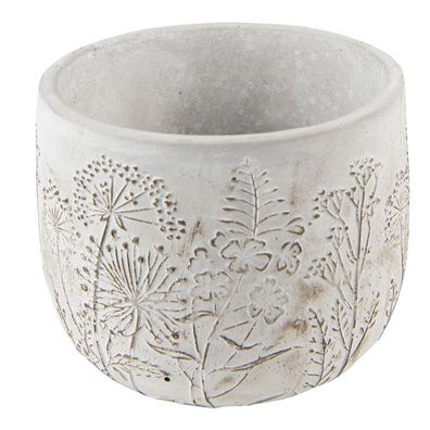 Clayre & Eef Blumentopf Ø 14x11 cm Beige Stein (Gr. Ø 14x11 cm)