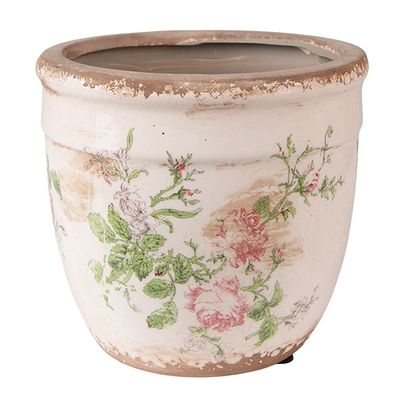 Clayre & Eef Blumentopf Ø 15x14 cm Rosa Beige Keramik Blumen (Gr. Ø 15x14 cm)