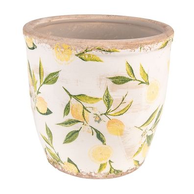 Clayre & Eef Blumentopf Ø 17x16 cm Gelb Keramik Zitrone (Gr. Ø 17x16 cm)