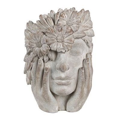 Clayre & Eef Innenblumentopf Frau 27x22x31 cm Grau Stein (Gr. 27x22x31 cm)