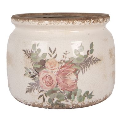 Clayre & Eef Blumentopf Ø 20x15 cm Beige Keramik (Gr. Ø 20x15 cm)