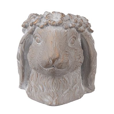 Clayre & Eef Blumentopf Kaninchen 16x18x18 cm Beige Stein (Gr. 16x18x18 cm)
