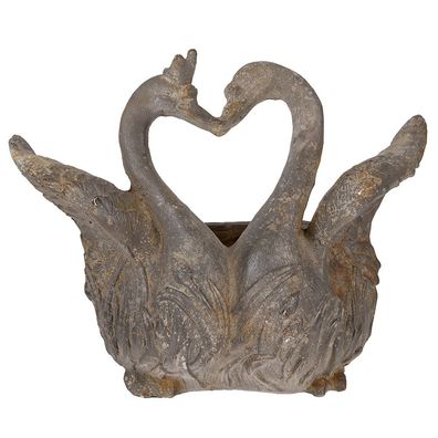 Clayre & Eef Blumentopf Schwan 49x27x37 cm Grau Keramikmaterial (Gr. 49x27x37 cm)