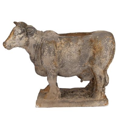 Clayre & Eef Blumentopf Kuh 36x15x28 cm Grau Keramikmaterial (Gr. 36x15x28 cm)