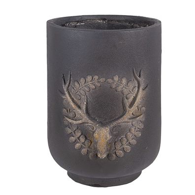 Clayre & Eef Blumentopf Ø 23x31 cm Grau Keramikmaterial Hirsch (Gr. Ø 23x31 cm)