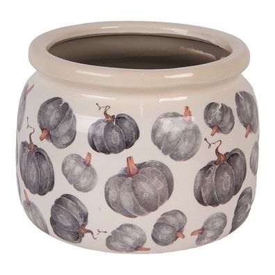 Clayre & Eef Blumentopf Ø 20x15 cm Beige Grau Keramik Kürbis (Gr. Ø 20x15 cm)