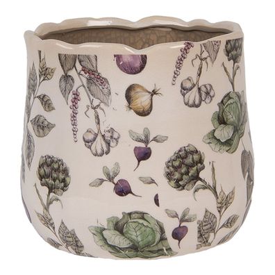 Clayre & Eef Blumentopf Ø 18x16 cm Beige Keramik Gemüse (Gr. Ø 18x16 cm)