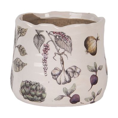 Clayre & Eef Blumentopf Ø 11x10 cm Beige Keramik Gemüse (Gr. Ø 11x10 cm)