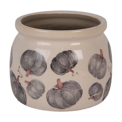 Clayre & Eef Blumentopf Ø 12x10 cm Beige Keramik Kürbis (Gr. Ø 12x10 cm)