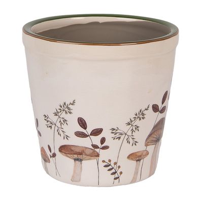 Clayre & Eef Blumentopf Ø 15x14 cm Beige Keramik Pilze (Gr. Ø 15x14 cm)
