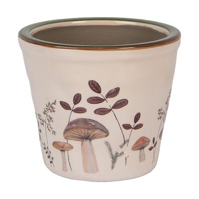 Clayre & Eef Blumentopf Ø 12x11 cm Beige Keramik Pilze (Gr. Ø 12x11 cm)