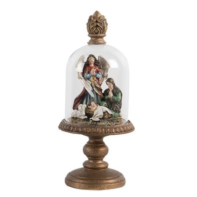 Clayre & Eef Glasglocke Ø 9x21 cm Goldfarbig Kunststoff