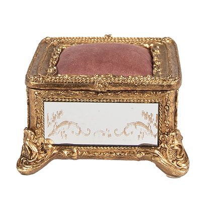 Clayre & Eef Schmuckkästchen 12x12x7 cm Goldfarbig Polyresin