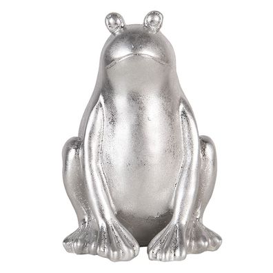 Clayre & Eef Figur Frosch 13x13x20 cm Silberfarbig Kunststoff (Gr. 13x13x20 cm)
