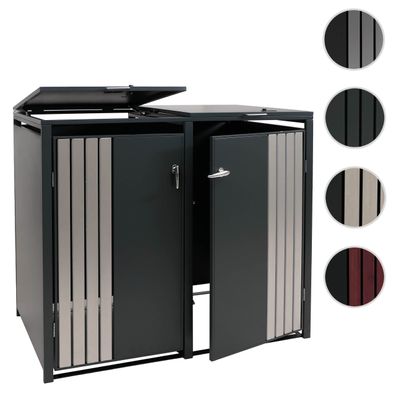 2er-Mülltonnenverkleidung HWC-O67, Mülltonnenbox mit Deckel, Metall 122x132x84cm 53kg