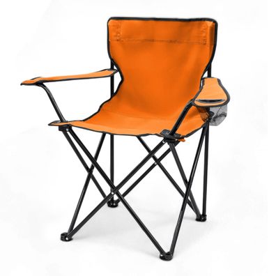 Campingstuhl mit Getränkehalter - orange - Garten Strand Camping Angel Klapp Stuhl