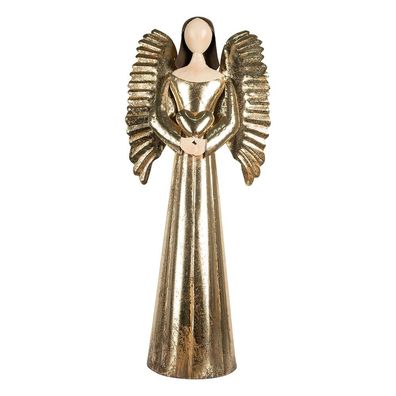 Clayre & Eef Dekorationsfigur Engel 29x18x68 cm Goldfarbig Metall (Gr. 29x18x68 cm)