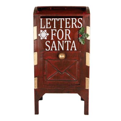 Clayre & Eef Weihnachtsdekorationsfigur Briefkasten 27x21x53 cm Rot Metall