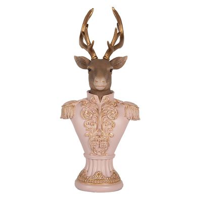Clayre & Eef Dekorationsfigur Hirsch 16x14x36 cm Rosa Kunststoff (Gr. 16x14x36 cm)