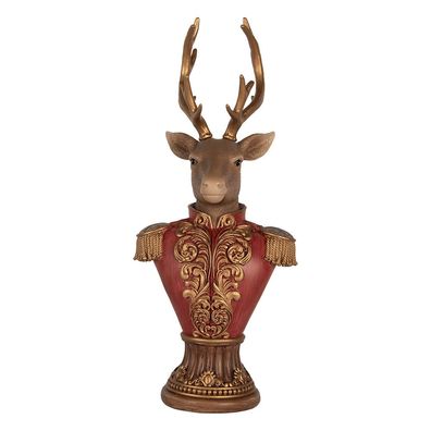 Clayre & Eef Dekorationsfigur Hirsch 16x14x36 cm Braun Kunststoff (Gr. 16x10x37 cm)