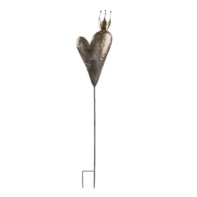 Clayre & Eef Gartenspieá Herz 20x7x115 cm Goldfarbig Eisen Krone