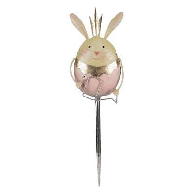 Clayre & Eef Gartenspieá Kaninchen 17x8x59 cm Rosa Beige Metall (Gr. 17x8x59 cm)