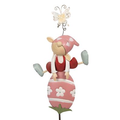 Clayre & Eef Gartenspieá Zwerg 24x7x84 cm Rosa Metall (Gr. 24x7x84 cm)