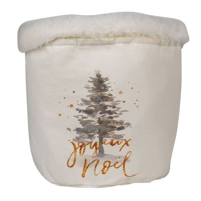 Clayre & Eef Aufbewahrungskorb Ø 15x15 cm Weiß Braun Synthetisch Weihnachtsbaum