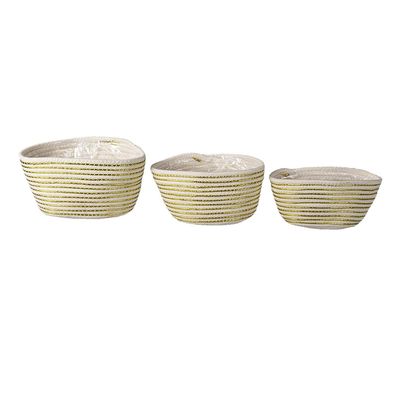 Clayre & Eef Aufbewahrungskorb 3er Set Ø 26 Ø 23 Ø 20 cm Weiß Seil