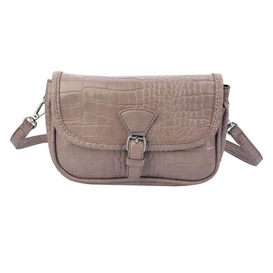 Clayre & Eef Damenhandtasche 14x21 cm Beige Kunststoff Schlangenleder