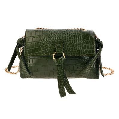 Clayre & Eef Damenhandtasche 23x8x13 cm Grün Kunststoff Schlangenleder