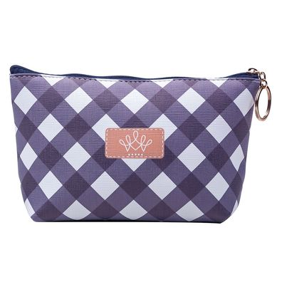 Clayre & Eef Damenkulturtasche 21x12 cm Violett Polyester Rauten