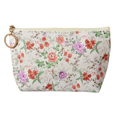 Clayre & Eef Damenkulturtasche 21x5x13 cm Beige Rosa Synthetisch Blumen