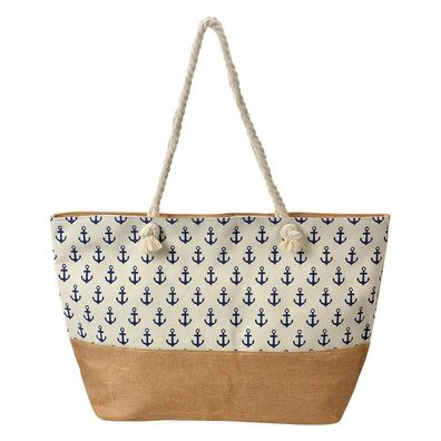 Clayre & Eef Strandtasche 55x36 cm Weiß Synthetisch