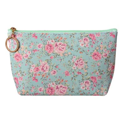 Clayre & Eef Damenkulturtasche 21x5x13 cm Grün Synthetisch Blumen
