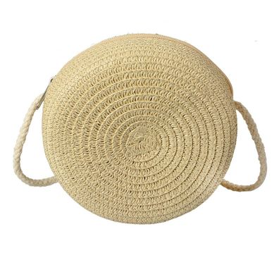 Clayre & Eef Handtasche Ø 14x8 cm Beige Papierstroh